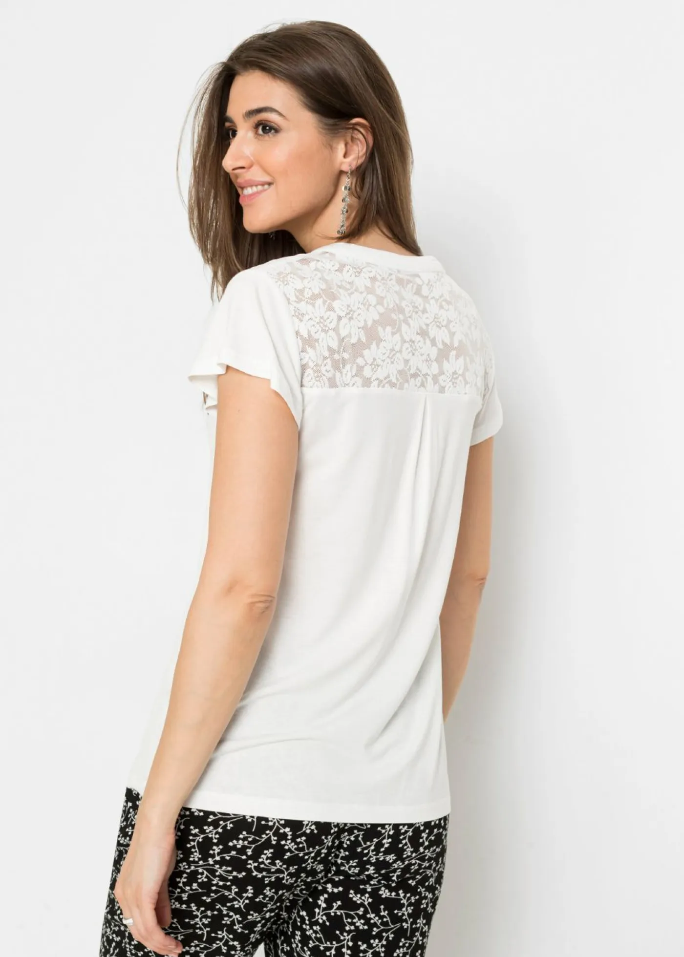 bonprix bonprix Camisetas>Camiseta henley de mezcla de viscosa Blanco lana