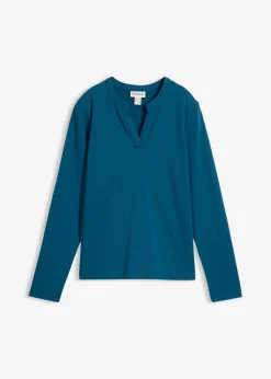 bonprix bonprix Básicos|Camisetas>Camiseta henley hasta la cadera Petróleo azul