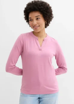 bonprix bonprix Básicos|Camisetas>Camiseta henley hasta la cadera Malva
