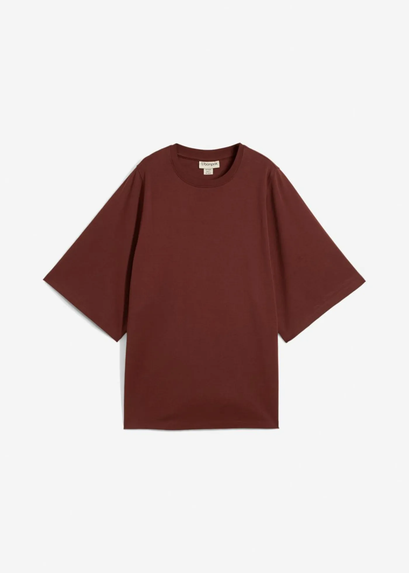 bonprix bonprix Esenciales|Camisetas>Camiseta holgada de algodón orgánico puro con mangas anchas Café