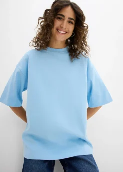bonprix bonprix Básicos|Camisetas>Camiseta holgada de algodón orgánico puro y pesado Azul claro