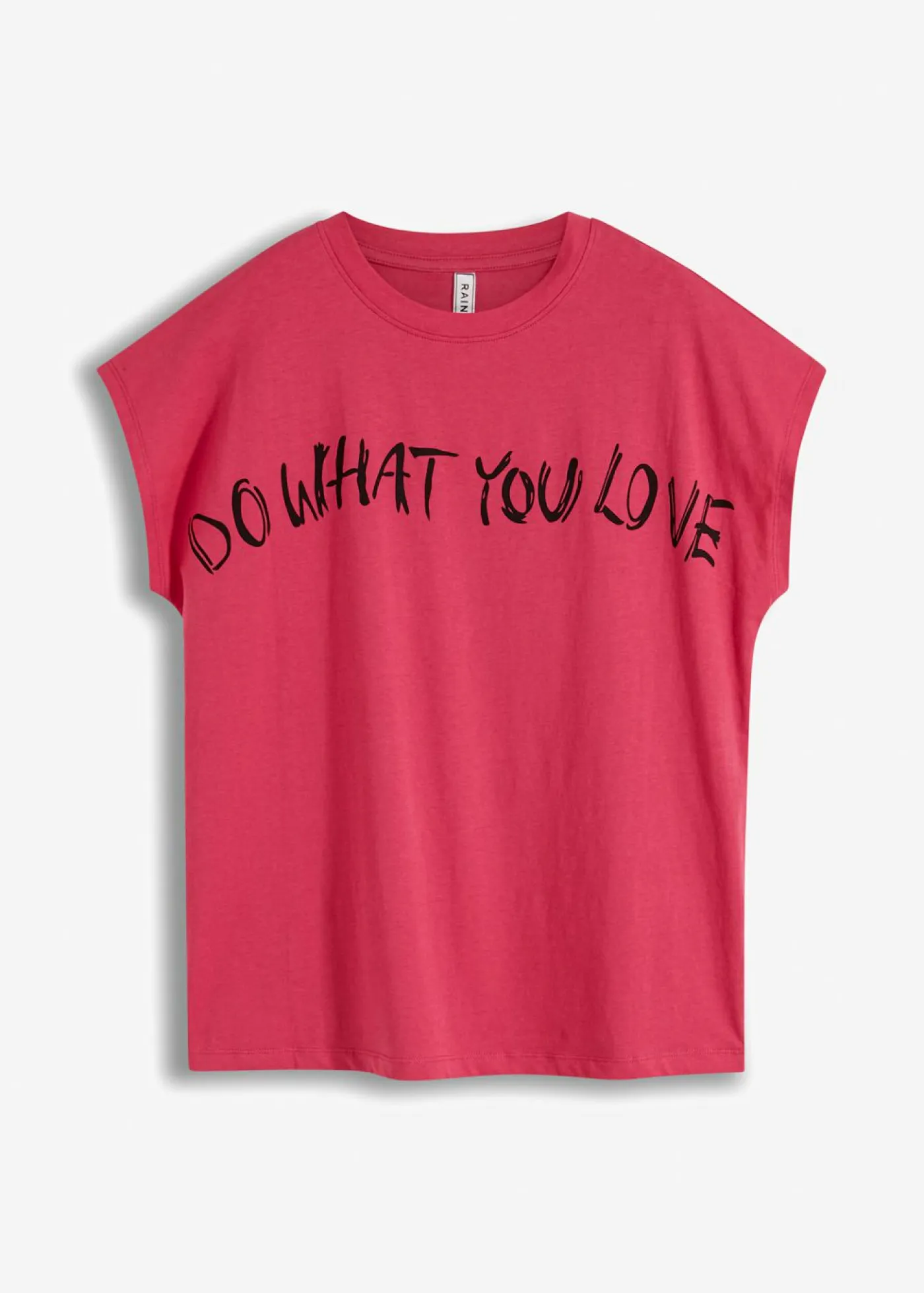 bonprix bonprix Camisetas>Camiseta holgada de algodón puro Pink lady/negro estampado