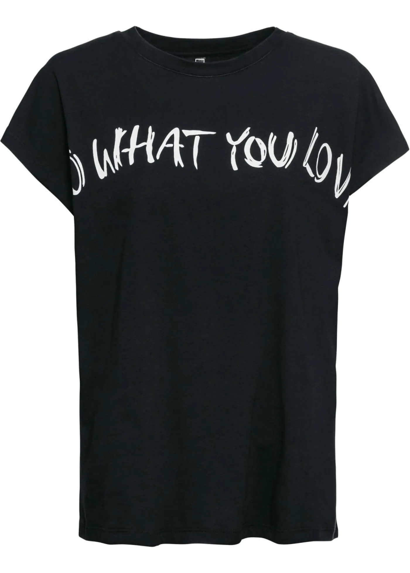 bonprix bonprix Camisetas>Camiseta holgada de algodón puro Negro con frase