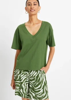 bonprix bonprix Camisetas>Camiseta holgada de algodón orgánico puro verde cactus