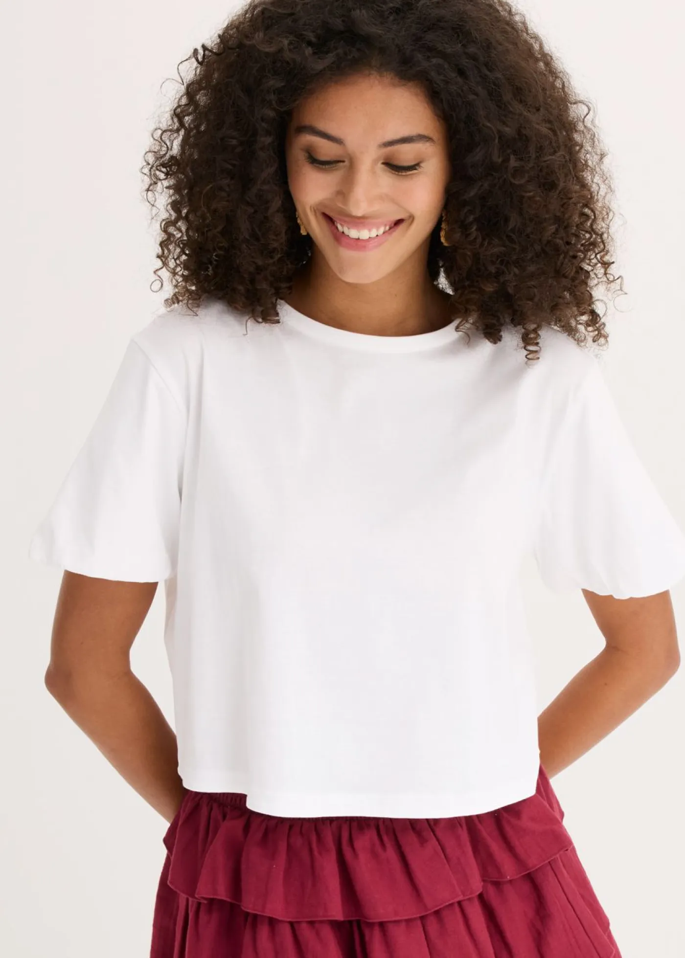 bonprix bonprix Camisetas>Camiseta holgada de algodón orgánico puro Blanco