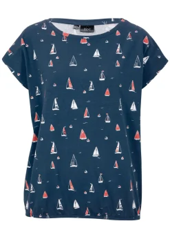 bonprix bonprix Camisetas>Camiseta holgada de manga corta Azul oscuro estampado