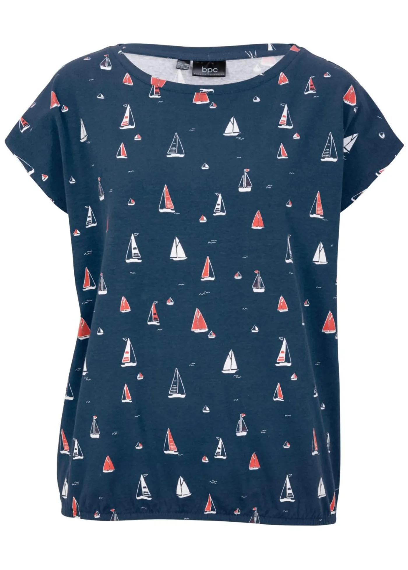 bonprix bonprix Camisetas>Camiseta holgada de manga corta Azul oscuro estampado