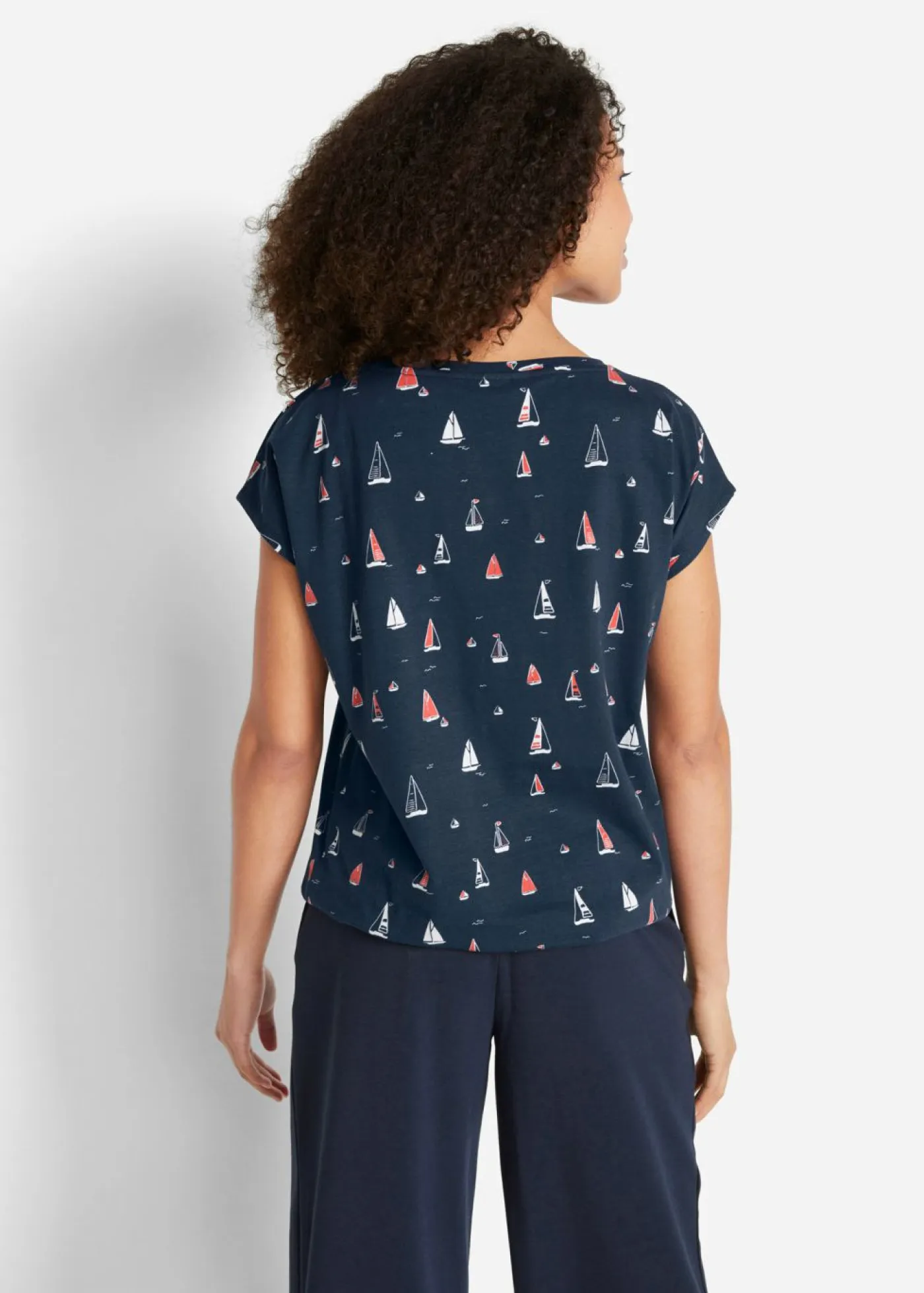 bonprix bonprix Camisetas>Camiseta holgada de manga corta Azul oscuro estampado