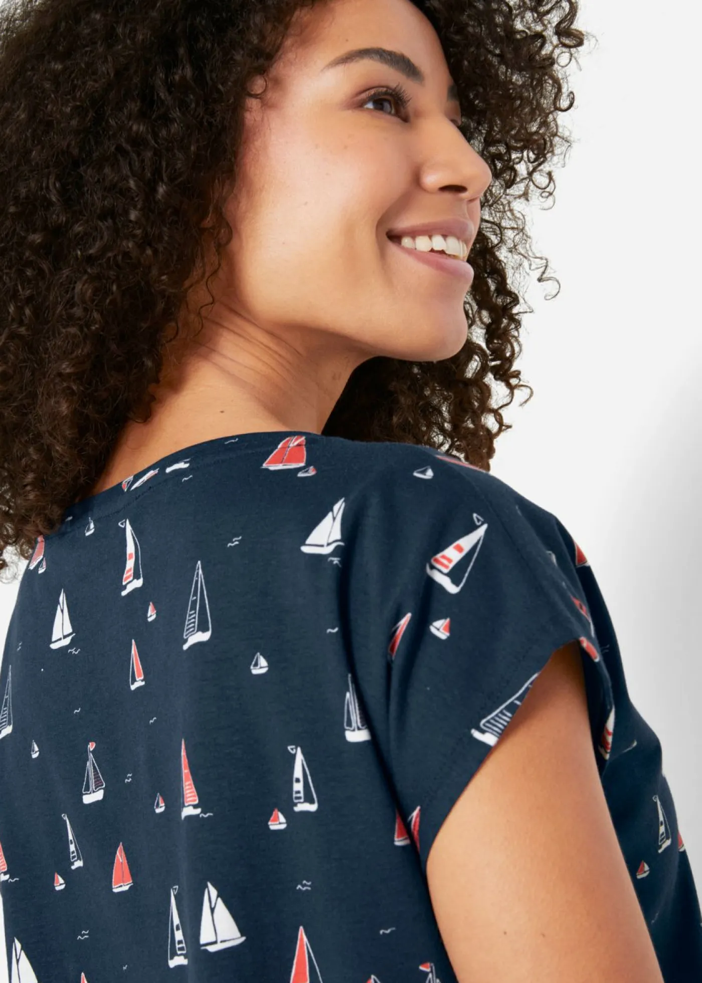 bonprix bonprix Camisetas>Camiseta holgada de manga corta Azul oscuro estampado