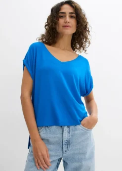 bonprix bonprix Camisetas>Camiseta holgada de mezcla de viscosa fluida Azur