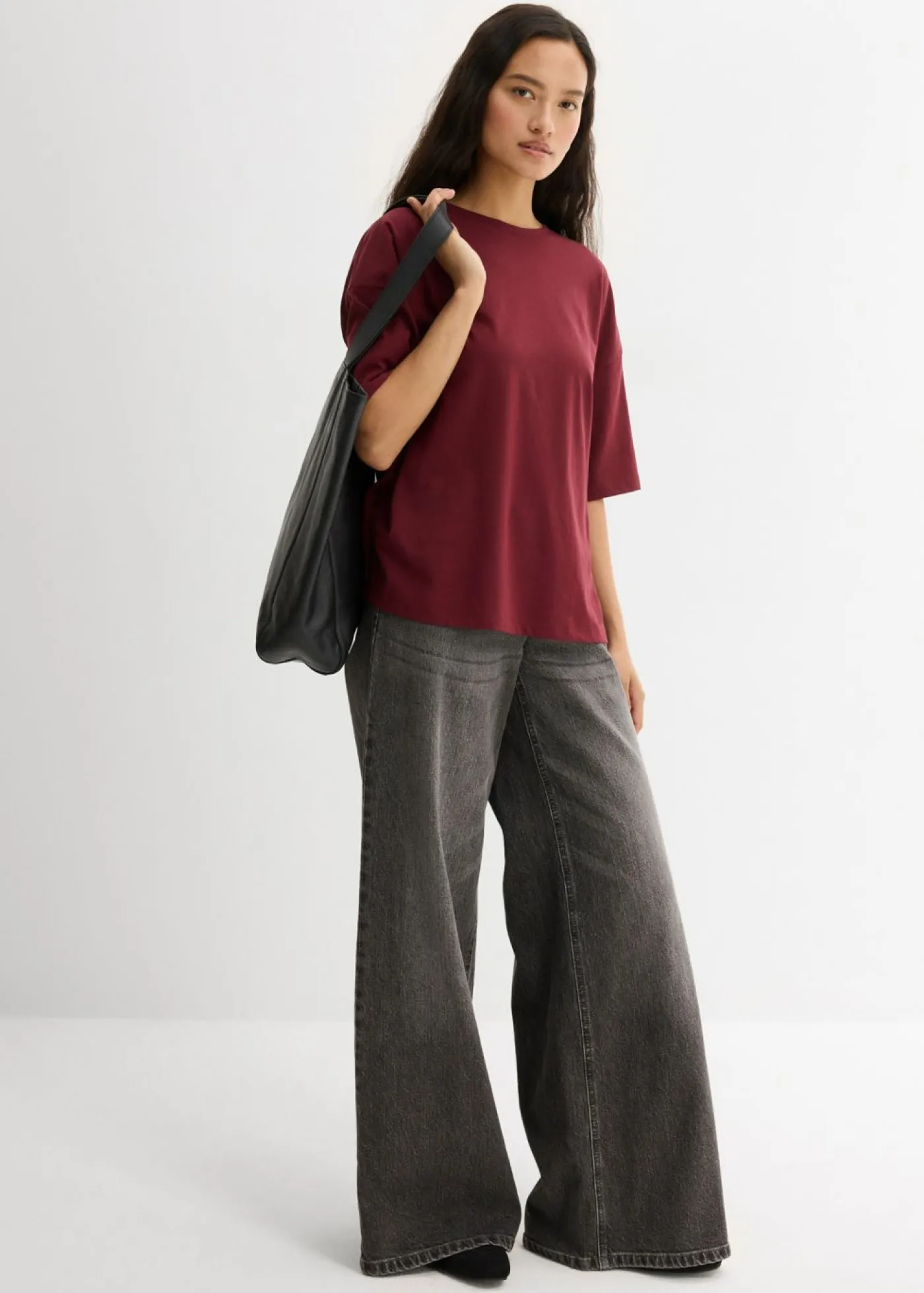 bonprix bonprix Esenciales|Camisetas>Camiseta holgada de mezcla de algodón rojo avellana