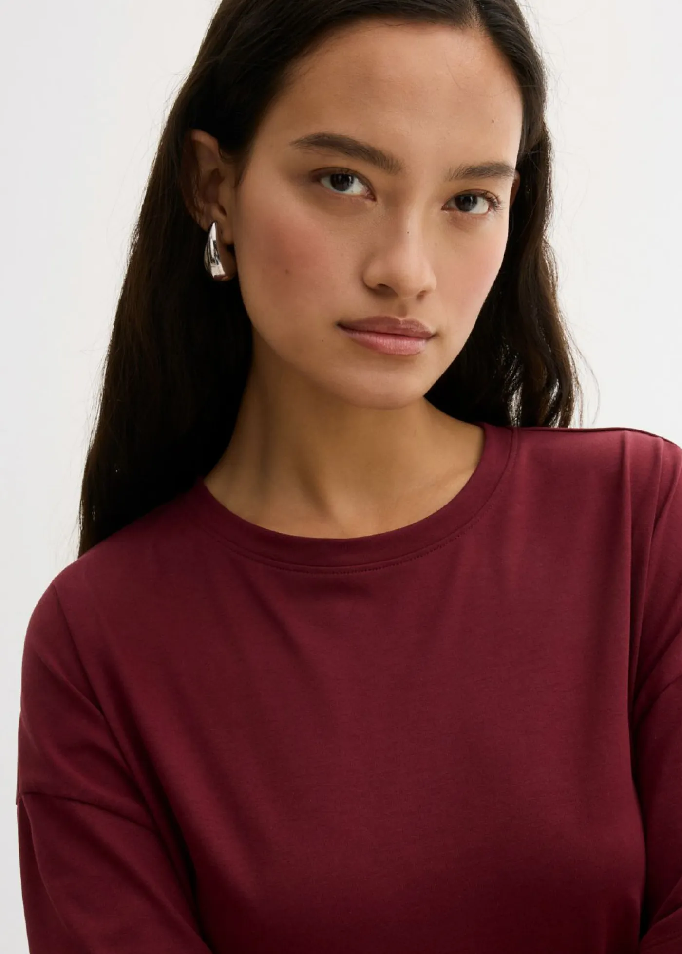 bonprix bonprix Esenciales|Camisetas>Camiseta holgada de mezcla de algodón rojo avellana