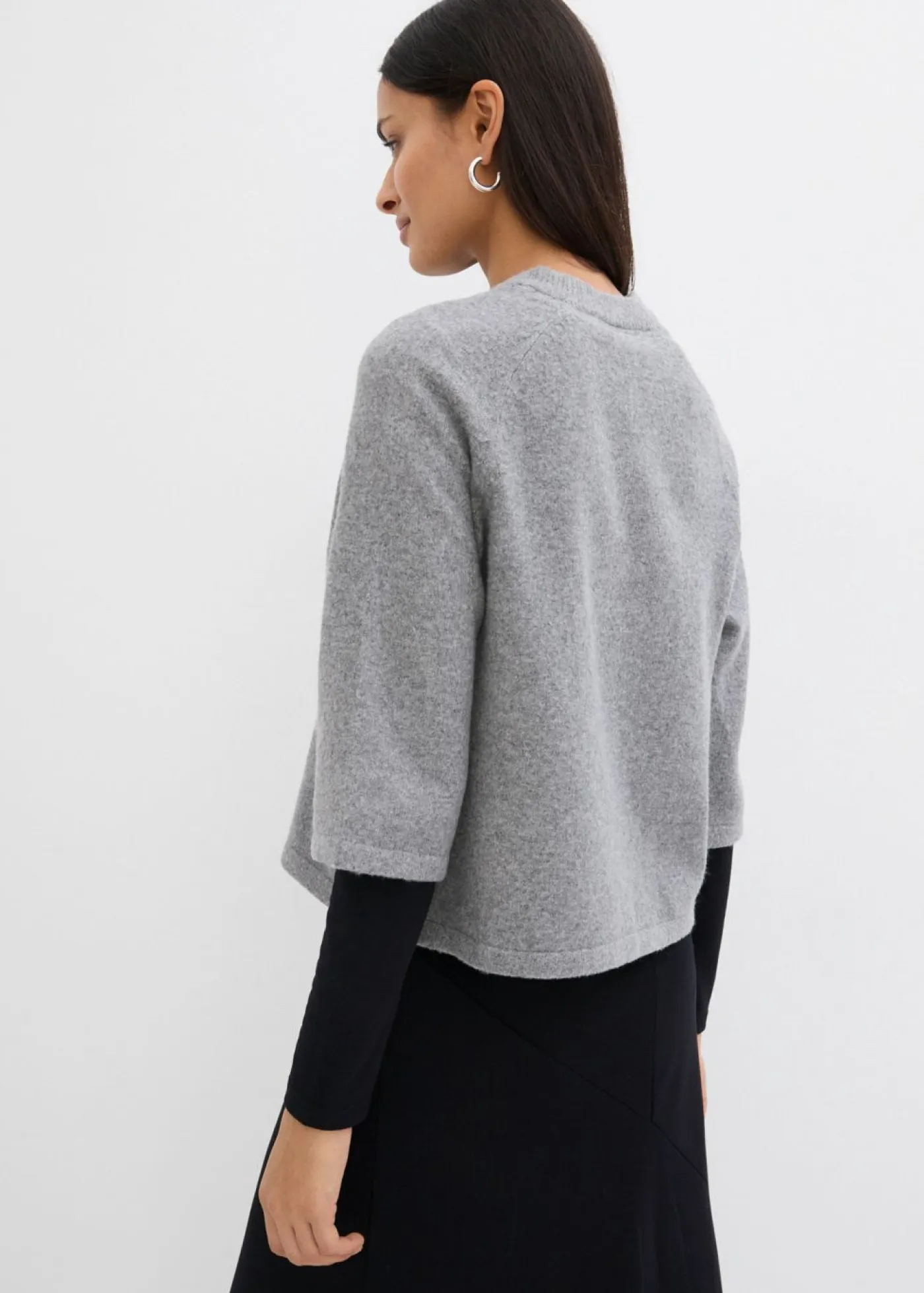 bonprix bonprix Esenciales|Camisetas>Camiseta holgada de punto Gris jaspeado