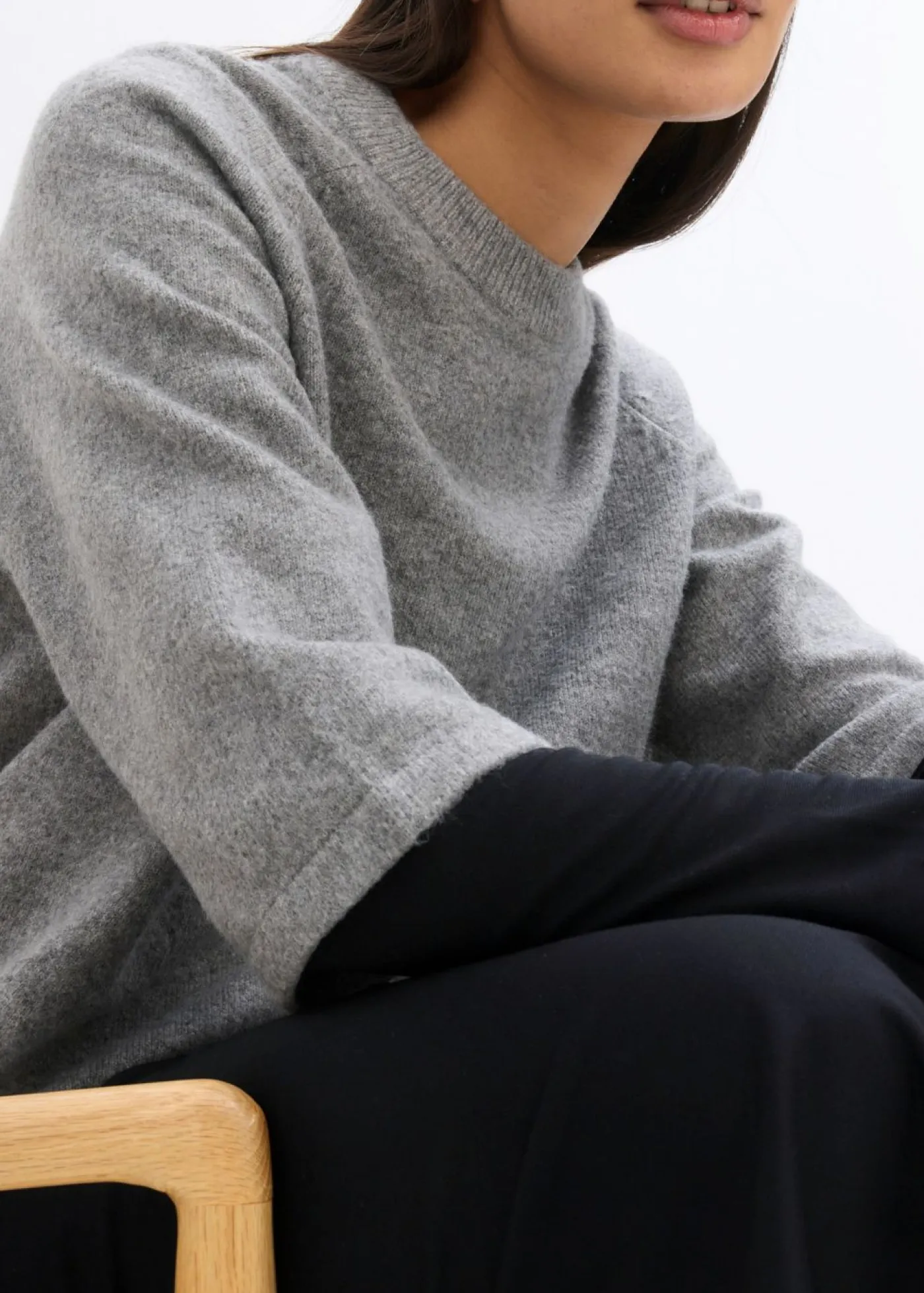 bonprix bonprix Esenciales|Camisetas>Camiseta holgada de punto Gris jaspeado