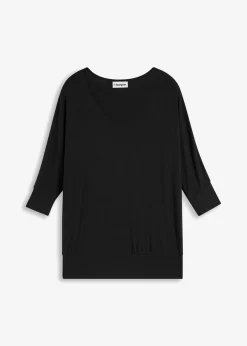 bonprix bonprix Camisetas|Novedades>Camiseta holgada de viscosa fluida Negro
