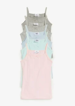 bonprix bonprix Multipack|Niña·Braguitas Y Tops>Camiseta interior con algodón suave (5 unidades) Gris claro jaspeado-menta pastel-azul pálido-rosa empolvado