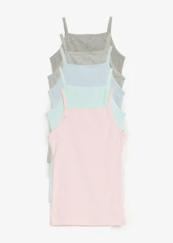 bonprix bonprix Multipack|Niña·Braguitas Y Tops>Camiseta interior con algodón suave (5 unidades) Gris claro jaspeado-menta pastel-azul pálido-rosa empolvado