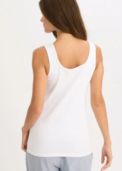 Mujer bonprix bonprix Camiseta interior de algodón orgánico y encaje (2 unidades)