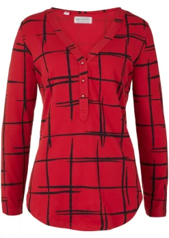 bonprix bonprix Camisetas>Camiseta larga Rojo oscuro-negro