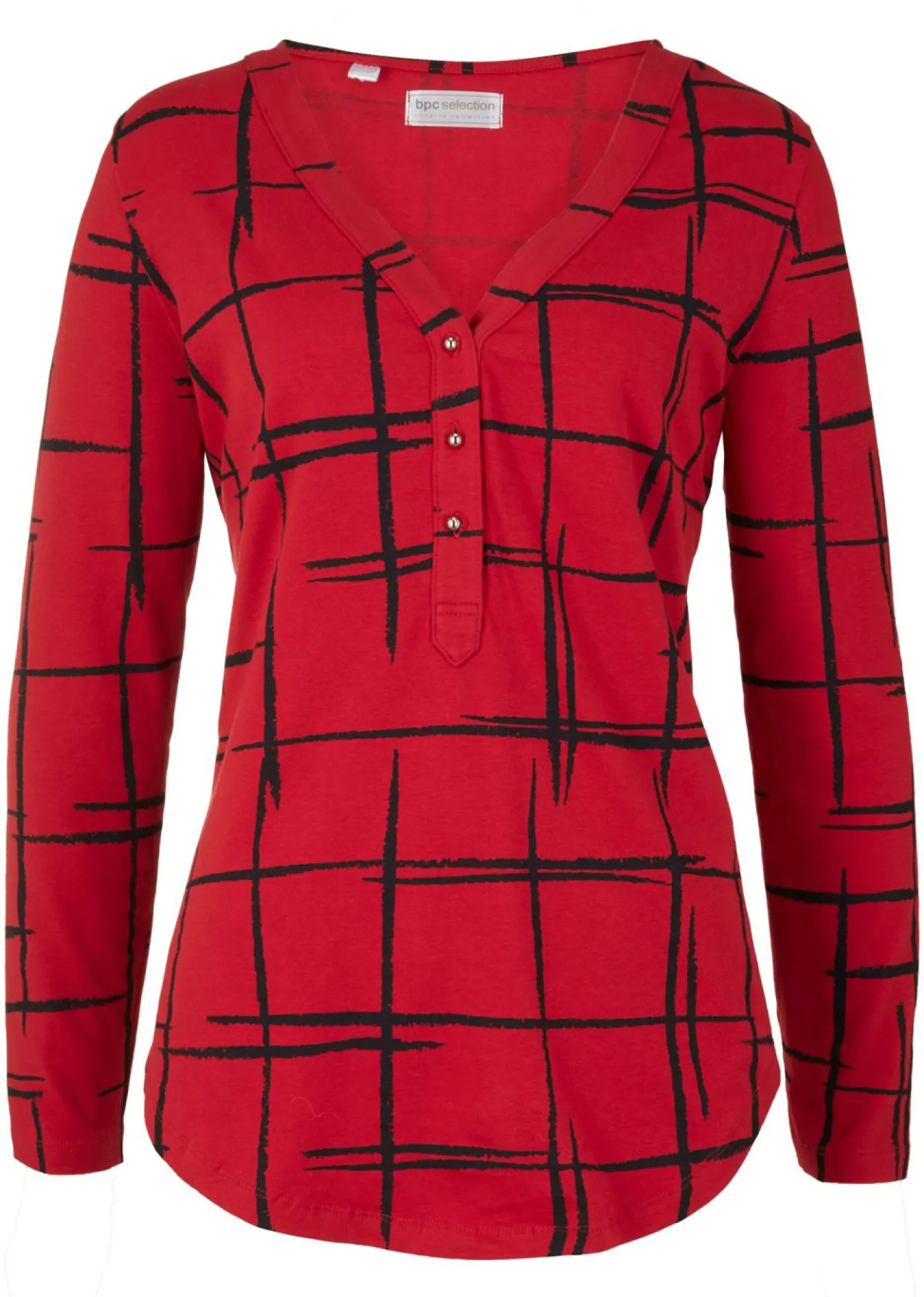 bonprix bonprix Camisetas>Camiseta larga Rojo oscuro-negro