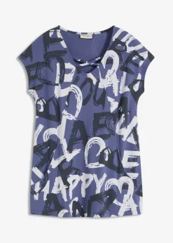 bonprix bonprix Camisetas>Camiseta larga Índigo/azul oscuro/beige natural estampado