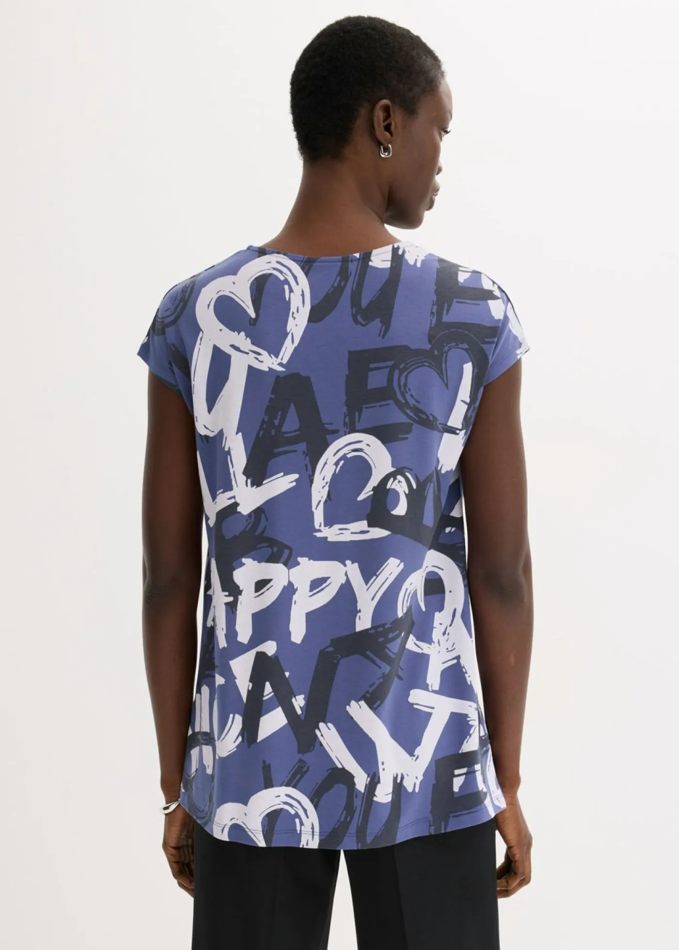 bonprix bonprix Camisetas>Camiseta larga Índigo/azul oscuro/beige natural estampado