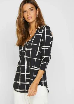 bonprix bonprix Camisetas>Camiseta larga Negro-blanco