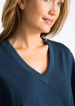 Mujer bonprix bonprix Camiseta larga ancha con cuello en V, manga corta (5 unidades)