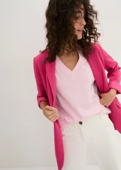 Mujer bonprix bonprix Camiseta larga ancha con cuello en V, manga corta (5 unidades)