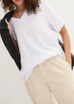 Mujer bonprix bonprix Camiseta larga ancha con cuello en V, manga corta (5 unidades)