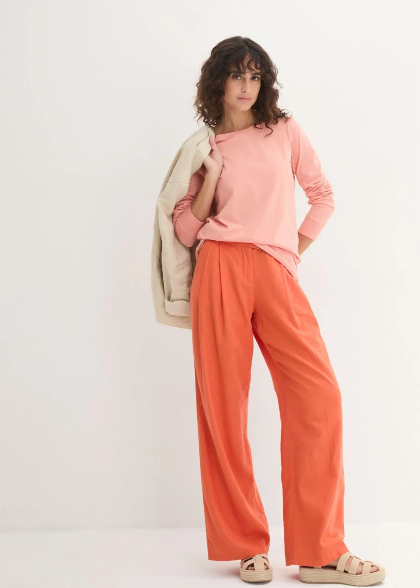 Mujer bonprix bonprix Camiseta larga con cuello redondo, manga larga (5 unidades)