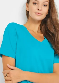 Mujer bonprix bonprix Camiseta larga con escote en V (2 unidades)