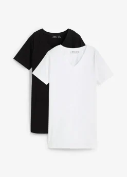 Mujer bonprix bonprix Camiseta larga con escote en V (2 unidades)