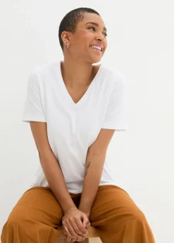 Mujer bonprix bonprix Camiseta larga con escote en V (2 unidades)