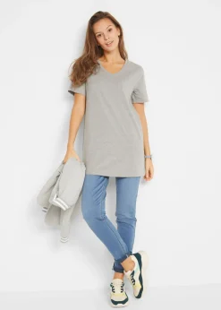 Mujer bonprix bonprix Camiseta larga con escote en V (2 unidades)