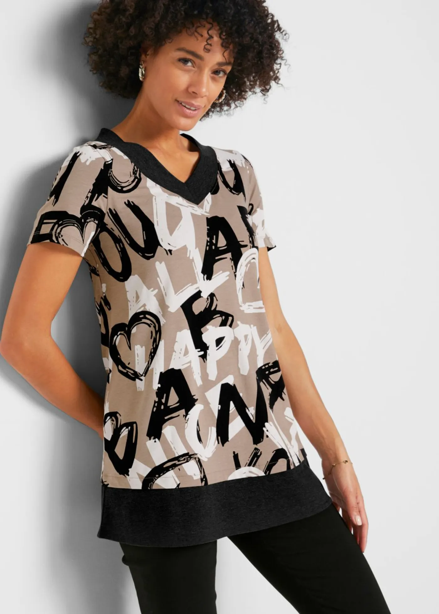 Mujer bonprix bonprix Camiseta larga con manga corta