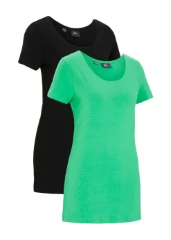 Mujer bonprix bonprix Camiseta larga con texto (2 unidades)