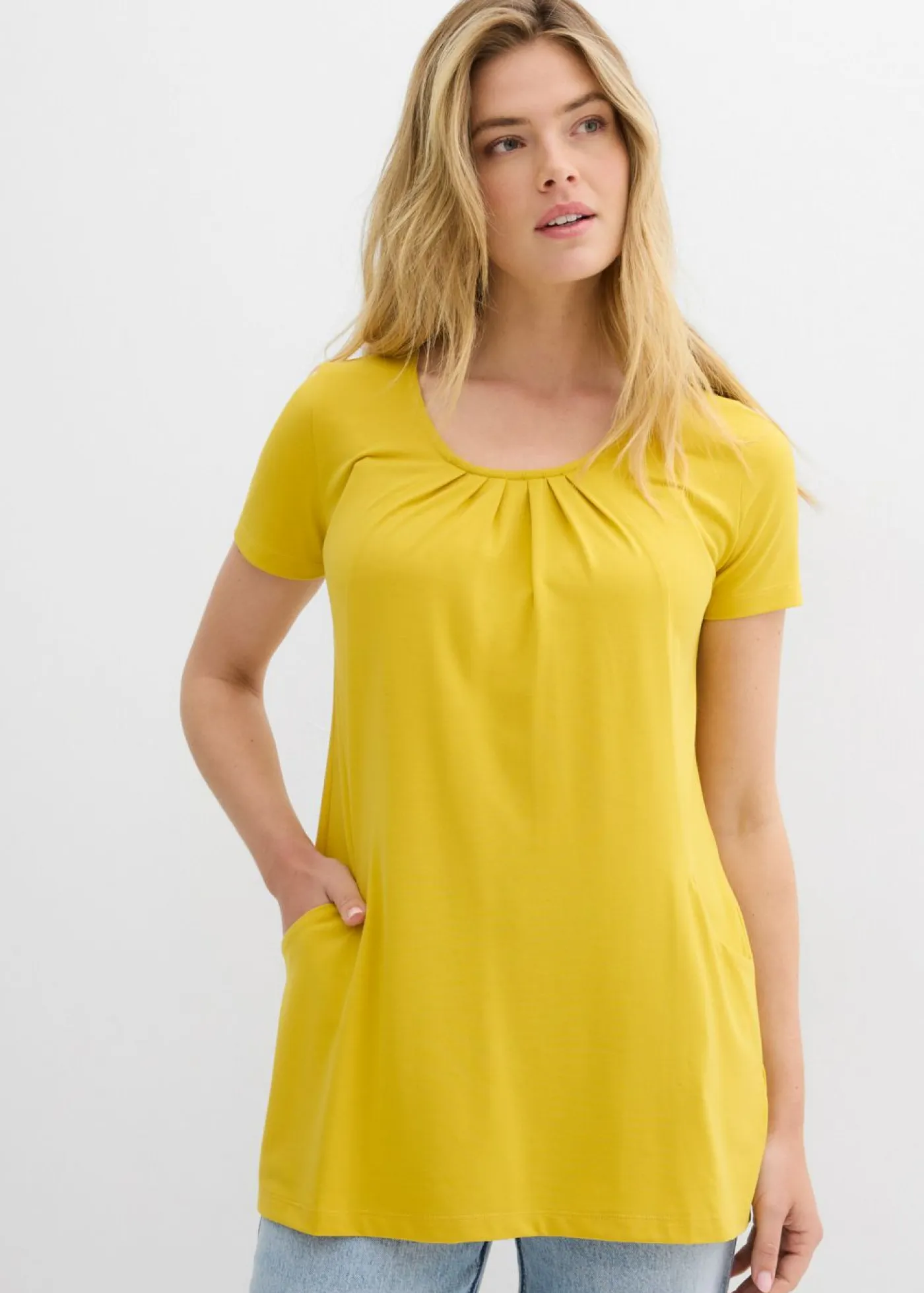 bonprix bonprix Camisetas>Camiseta larga con viscosa curry limón