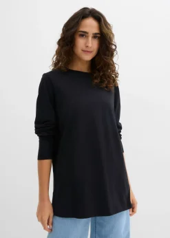 bonprix bonprix Básicos|Camisetas>Camiseta larga de algodón orgánico puro Negro