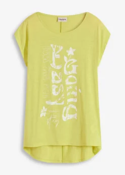 bonprix bonprix Camisetas>Camiseta larga de algodón orgánico puro Amarillo cítrico
