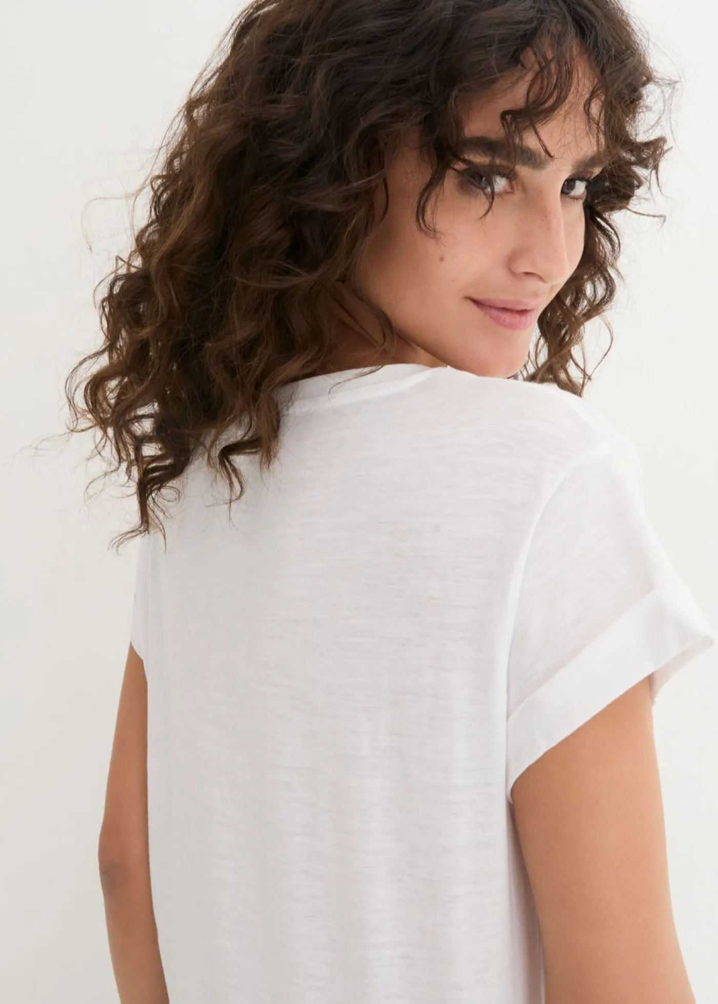 bonprix bonprix Básicos|Camisetas>Camiseta larga de algodón puro Blanco