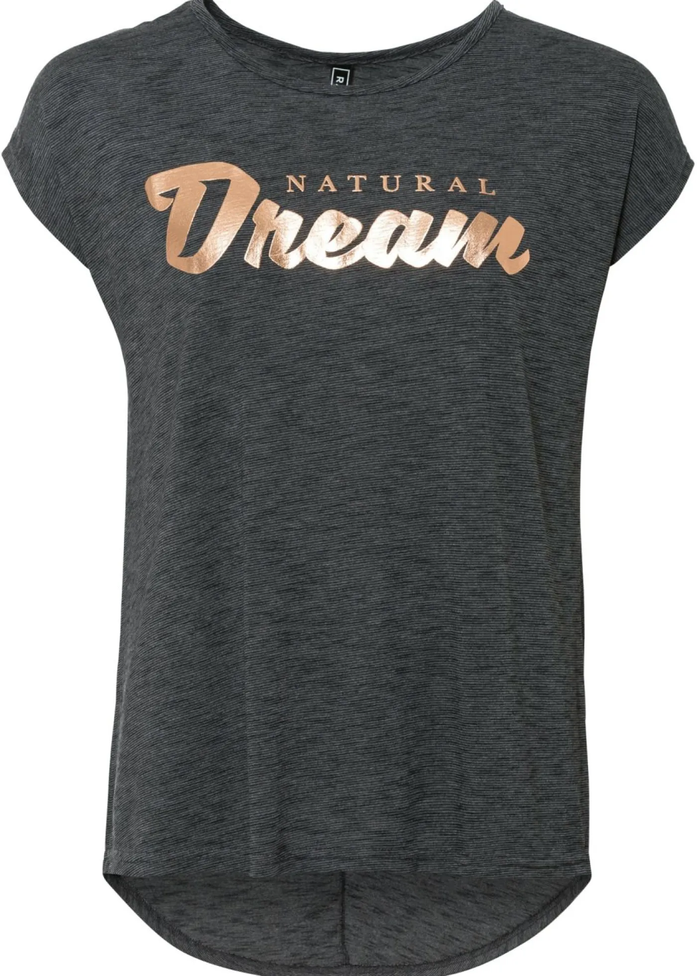 bonprix bonprix Camisetas>Camiseta larga de mezcla de viscosa Negro jaspeado estampado