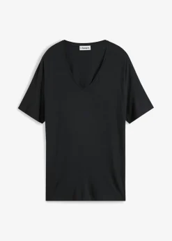 bonprix bonprix Camisetas|Novedades>Camiseta larga de mezcla de viscosa sostenible Negro