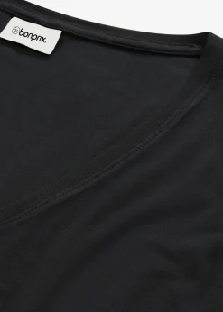bonprix bonprix Camisetas|Novedades>Camiseta larga de mezcla de viscosa sostenible Negro