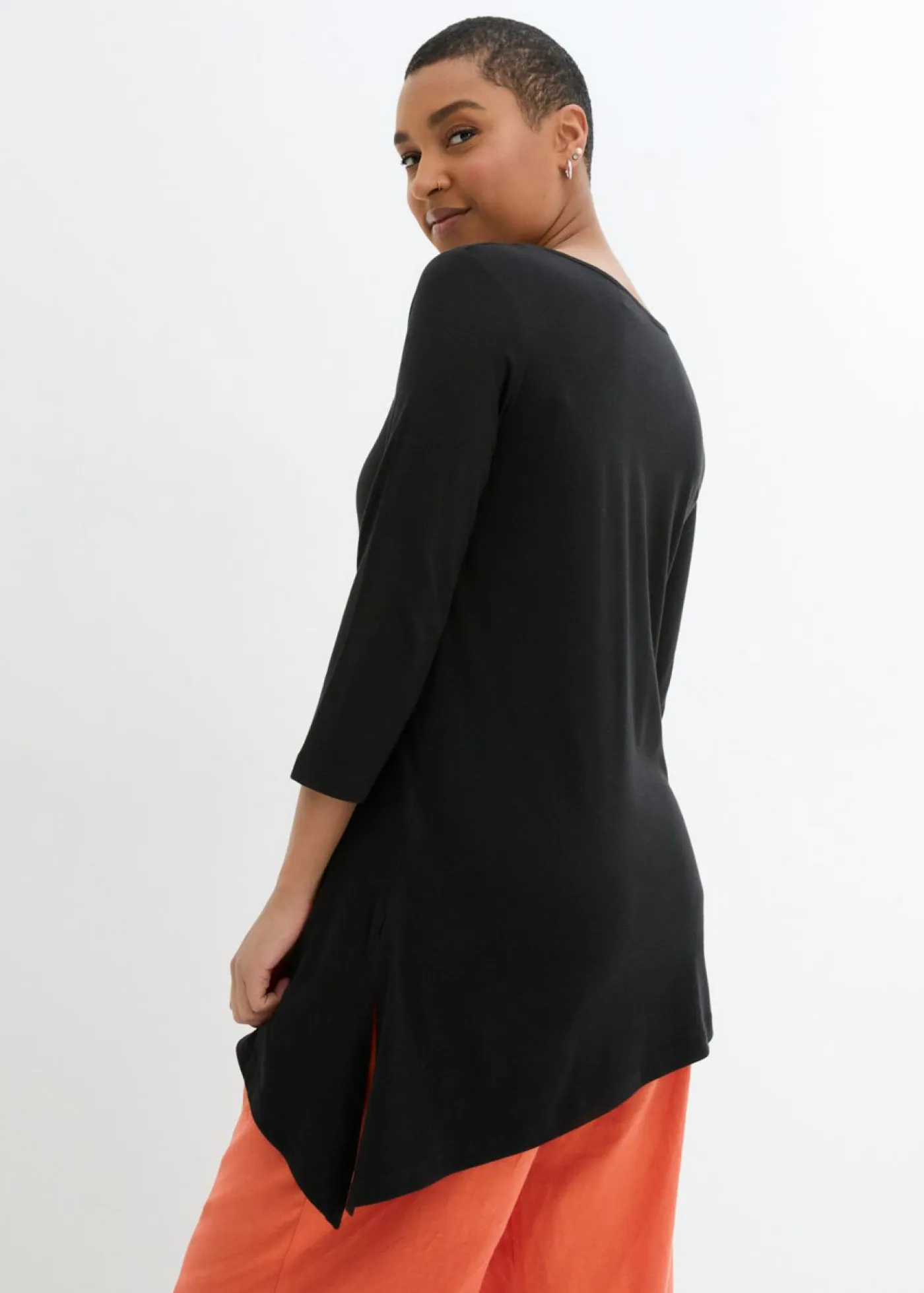 bonprix bonprix Camisetas|Novedades>Camiseta larga de mezcla de viscosa y algodón Negro