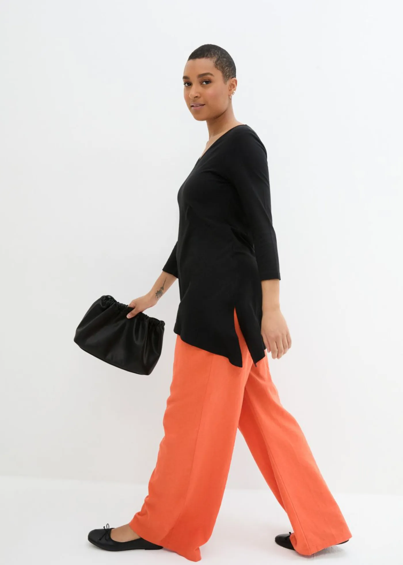 bonprix bonprix Camisetas|Novedades>Camiseta larga de mezcla de viscosa y algodón Negro