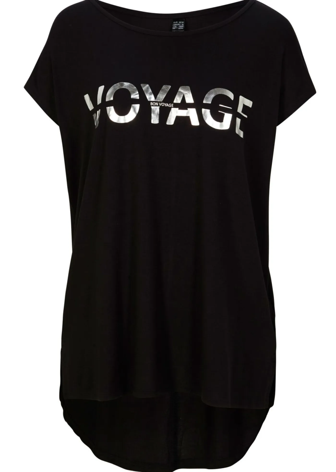 bonprix bonprix Camisetas>Camiseta larga de mezcla de viscosa Negro-plata estampado