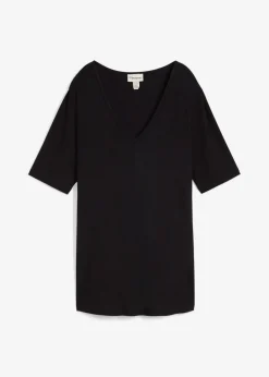 bonprix bonprix Básicos|Camisetas>Camiseta larga de viscosa suave Negro