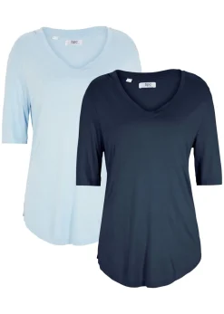 Mujer bonprix bonprix Camiseta larga de viscosa suave (2 unidades)