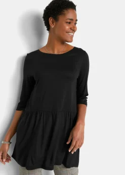 Mujer bonprix bonprix Camiseta larga de viscosa con volante